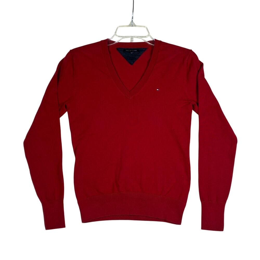 Tommy Hilfiger V-Neck Sweater Mens Medium (Small) Red